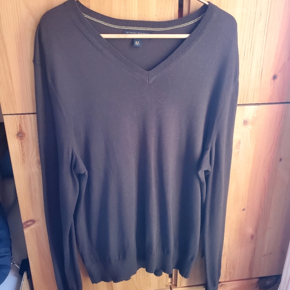 Banana Republic Men's Chocolate Brown Silk & Cashmere V-neck Sweater M